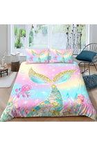 HAVOP Mermaid Duvet Cover Set Double Size Girls Bedding Set Pink Sparkle Tail Quilt Cover Set Soft Microfiber Comforter Cover Set With Pillowcases Kids Girls Bedding Set