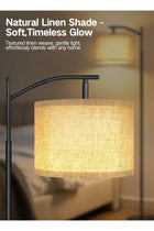 Modern Floor Lamp with Linen Shade, Tall Standing Lamp for Living Room, Bedroom, Office