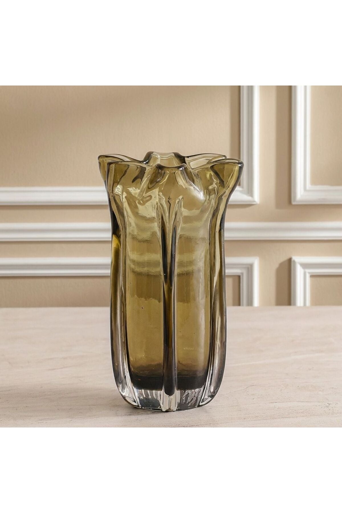 New In Mirabella Glass Vase 15X15X30 cm -Brown