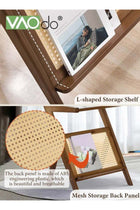 Stand Side Table, Rattan Bedside Table, Glass Coffee Tables, Bamboo NightStand, Boho End Table with Storage, Compact Accent Table for Small Spaces, Perfect for Living Room Bedroom and Apartment, Brown