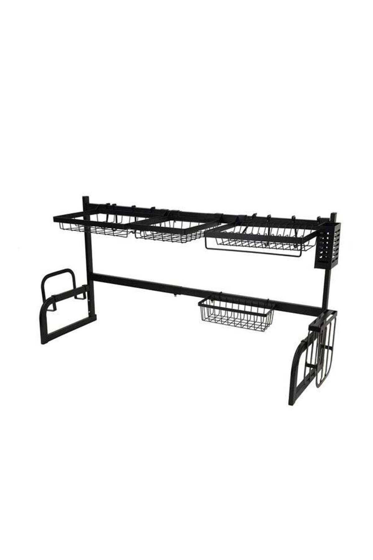 Generic Multi Layer Kitchen Sink Drain Board Rack Black 34x85x89cm