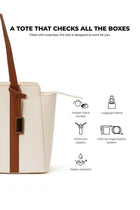 Sunflower Tote Bag | 14-inch Laptop Fit | Premium Vegan Leather | Water-Resistant | Beige
