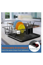 Dish Rack Dish Drying Stand Dish Drainer Plate Rack Dish rake Kitchen Organizer Dish Drying Rack Countertop Large Antibacterial Kitchen Utensils Dish racks Dish Stand (Black)