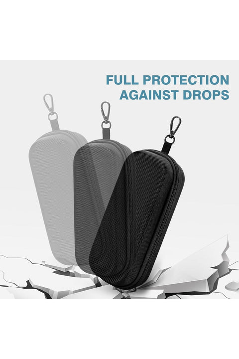 Double Eyeglass Case, Hard Shell Dual Glasses Storage Box, Travel Sunglass Organizer with Zipper and Metal Hook