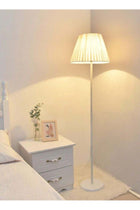 White Pole Floor Lamp Simple Design Tall Lamp with Shade Standing Lamp with LED Bulb 3 Colors Brightness