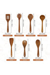 7 Pcs Wooden Kitchen Utensil Set with Spatula, Salad Fork & Spoon, Ladle, Strainer Spoon & Spatula