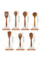 7 Pcs Wooden Kitchen Utensil Set with Spatula, Salad Fork & Spoon, Ladle, Strainer Spoon & Spatula