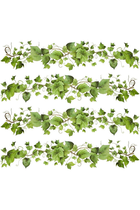 4 Pcs Green Leafy Vine Wall Stickers, Removable and Stick Green Natural Plants DIY Wall for Living Room Bedroom Classroom Kitchen Art Decorations