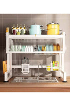 Dish Rack Organizer Stainless Steel with Doors Over cabinet organizer Sink Dish Drying Rack Storage Rack Kitchen Dish Drainer Nonslip Kitchen Multipurpose Rack Dust-Proof