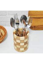 Bamboo Utensil Holder, Cutlery Organizer, Kitchen Countertop Silverware Storage Rack, Wooden Utensil Caddy for Cooking Tools
