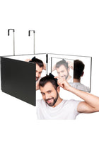 Feisate 3 Way Mirror for Self Hair Cutting, Barber Mirror, Black, No LED | Barber Mirror Self Cut to See Back of Head, Height Adjustable