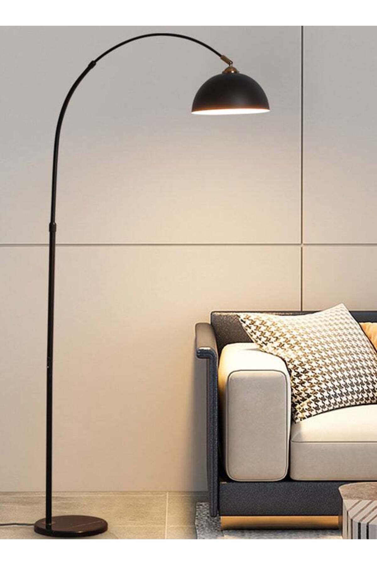 Creative Dome Atmosphere Standing Floor Lamp Modern Marble Base Black