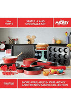 New Disney Bake with Mickey Mouse Silicone Spatula Set of 2 with Wooden Handles, Spoonula & Spatula for Non Stick Pans, 29cm