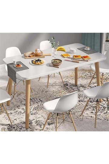 Modern Dining Table, Rectangle Wood Kitchen Table Coffee Desk with Solid Legs, Simple Breakfast Table Meeting Desk for Home Dining Room Living Room Office (Rectangle, 120*60cm)