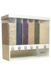 ® Multiple Dispenser, Food Dispenser, Cereal Wall-Mounted Grains Food Dispenser, Large Capacity, Space Saving 6-Grid Container, Pressed Out, Transparent Container, Adjustable Compartments.