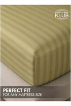 1-Piece Microfiber Fitted Sheet Striped,Color: Olive, Queen (150x 200 cm),Design Soft Fabric Deep Pocket Elastic Edge Bed Linen