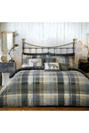 Dreams & Drapes - Charcoal Grey Checkered Deer Duvet Cover - Single Bedding Size (140 x 200cm) - Soft 100% Brushed Cotton - Reversible (2 Designs)