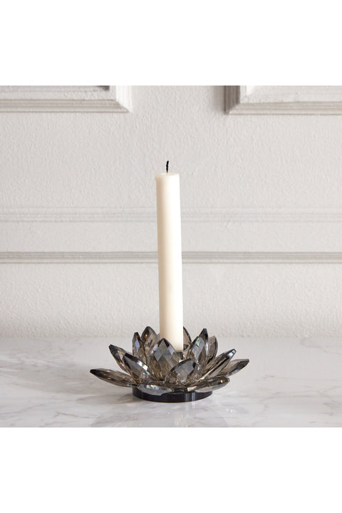 Arras Pillar Candleholder Color: Smoke Size Medium
