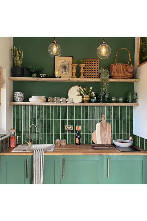 Self Adhesive 3D Wall Tile Stickers 12x12 Inch Green 10 Sheets Peel and Stick Self Adhesive Waterproof Splash Guard Tile Stickers for Kitchen Bathroom Wall
