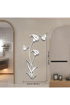 3D Mirror Flower Wall Sticker Acrylic DIY Mirror Decor Self Adhesive Flower Wall Decal for Living Room Bedroom TV Background Porch Home Decoration Silver 70.8x37.4 Inch