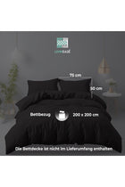 LivinEase Brushed Microfibre Double Duvet Cover Sets - 100 GSM Black with 2 Pillowcases