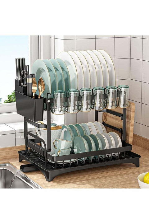 Dish Drying Rack For Kitchen Counter Top Organizer With Sink Drainer And Cutlery Shelf Option