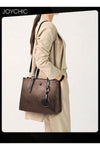 Fashionable Retro Women Handbag Large Capacity Multi Pocket Commuting Shoulder Crossbody Bag for Office Daily Work Brown