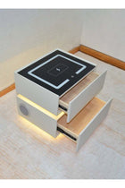 Modern Bedside Nightstand Table with LED Mirror, Sensor Light, Wireless Charging and BT Speaker 50CM
