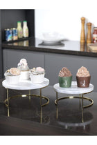 Round Marble Tray Stand Set Of 2 Pcs White