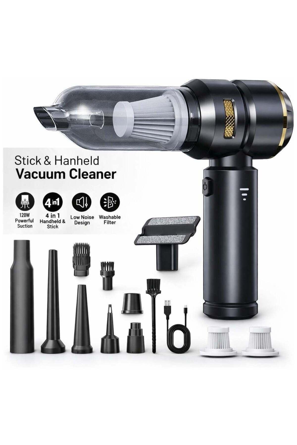 Car Vacuum Cleaner Wireless Rechargeable 16000Pa | Portable Cordless Vacuum Cleaner for Car & Home