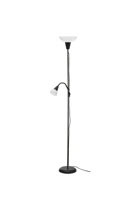 Floor Uplighter & Reading Lamp Combo, Black / White