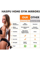 Home Gym Mirrors 140x52cm -2 PCS Large Full Body Mirror for Yoga, Large Wall Mirror Full Length for Fitness, Garage, Dance Studio