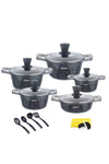 17-Pc Granite Coated Cookware Set: 20, 24, 28, 32cm Casserole Pots, 28cm Shallow Pot & 7 Acc.