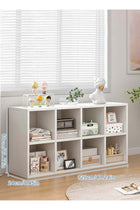 CozyNest 8-Compartment Freestanding Bookshelf & Storage Cabinet, Wall-Adjacent Kids Bookcase, Simple Organizer for Living Room Reading Corner, White