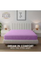 1-Piece Microfiber Fitted Sheet Striped, Color Lilac, Design Soft Fabric Deep Pocket Elastic Edge Bed Linen