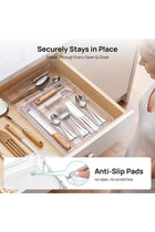 Expandable Silverware Organizer, Clear Plastic Food-Safe Cutlery Flatware Organizer