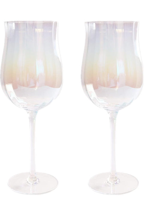 Colored Wine Glass Set of 2, 400ml Rainbow Wine Glass, Crystal Red Wine Glasses Hand Blown Iridescent
