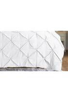 Pintuck White Double Duvet Set Pinch Pleat Soft Microfibre Double Bed Quilt Cover with 2 Pillowcases, Easy Care