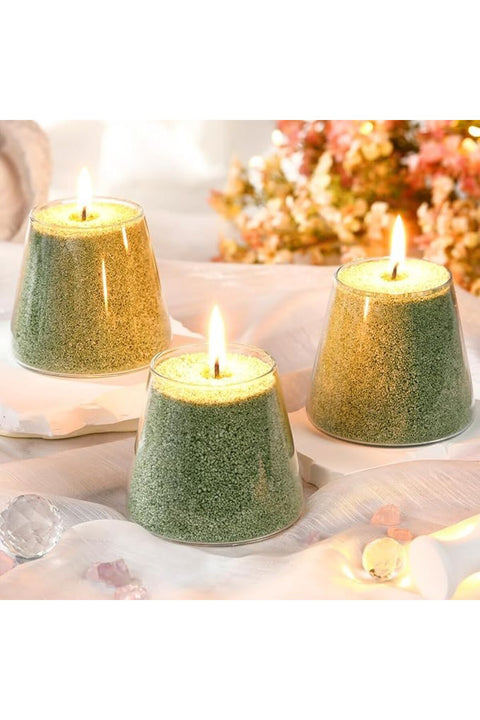 Pearled Candle Wax Sand With 20 Eco Wicks - Green - 1Kg
