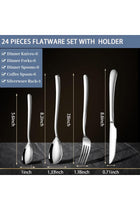 24 Piece Stainless Steel Cutlery Set with Stand Service for 6, Mirror Polish Silverware Set Fork Spoon Knife Includes Coffee Spoon, Dishwasher Safe, Gift Box