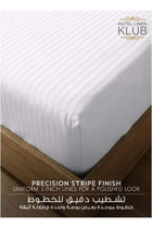 Twin Fitted Sheet - 100% Cotton 600Tc 1INCH Stripe Sateen Weave with elasticized deep pocket Cotton White