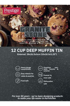 Granite Deep Muffin Tray | Non-Stick 12-Cup Muffin Pans Tin - Carbon Steel Baking Tray for Cupcakes PR48754