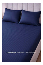 3-Piece Striped Microfiber Fitted Sheet Set King 180x200cm, Royal Blue
