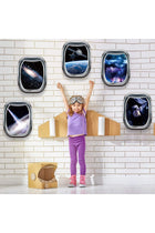 6 Pieces 3D Space Capsule Window Wall Decal Outer Space Wall Stickers Spacecraft Astronaut Wall Mural Poster for Kids Nursery Bedroom Home Decoration, 11 x 15 Inches