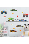 Racing Cars Wall Stickers - Roads Vehicles Boys Wall Decals - Baby Nursery Kids Room Daycare Playroom Classroom Wall Decor