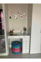 Flux Minimalist Vanity Glass-Top + 7 Drawers