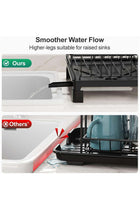 Small Dish Drying Rack in Sink - Kitchen Counter Dish Rack for RV Small Kitchen, 14.9" x 10.1" Dish Drainer with Drainboard, Utensil Holder, Dish Holder for Sink, Black