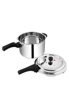 Deluxe Alpha Svachh Stainless Steel Pressure Cooker | Sturdy Handles | Cool Touch Weight | Induction Compatible Silver 6.5Liters