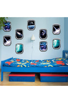 6 Pieces 3D Space Capsule Window Wall Decal Outer Space Wall Stickers Spacecraft Astronaut Wall Mural Poster for Kids Nursery Bedroom Home Decoration, 11 x 15 Inches