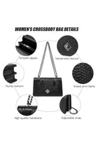 Women’s PU Crossbody Bag, Chain Flap Snake Texture, for Daily Commuting, Dating, Office (Black)